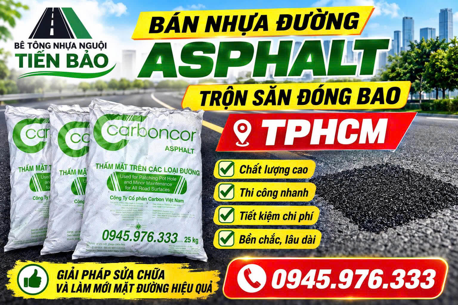 Bán Nhựa Đường Asphalt Trộn Sẵn Đóng Bao HCM