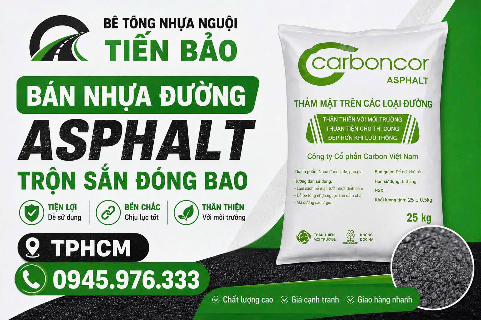 Bán Nhựa Đường Asphalt Trộn Sẵn Đóng Bao TPHCM