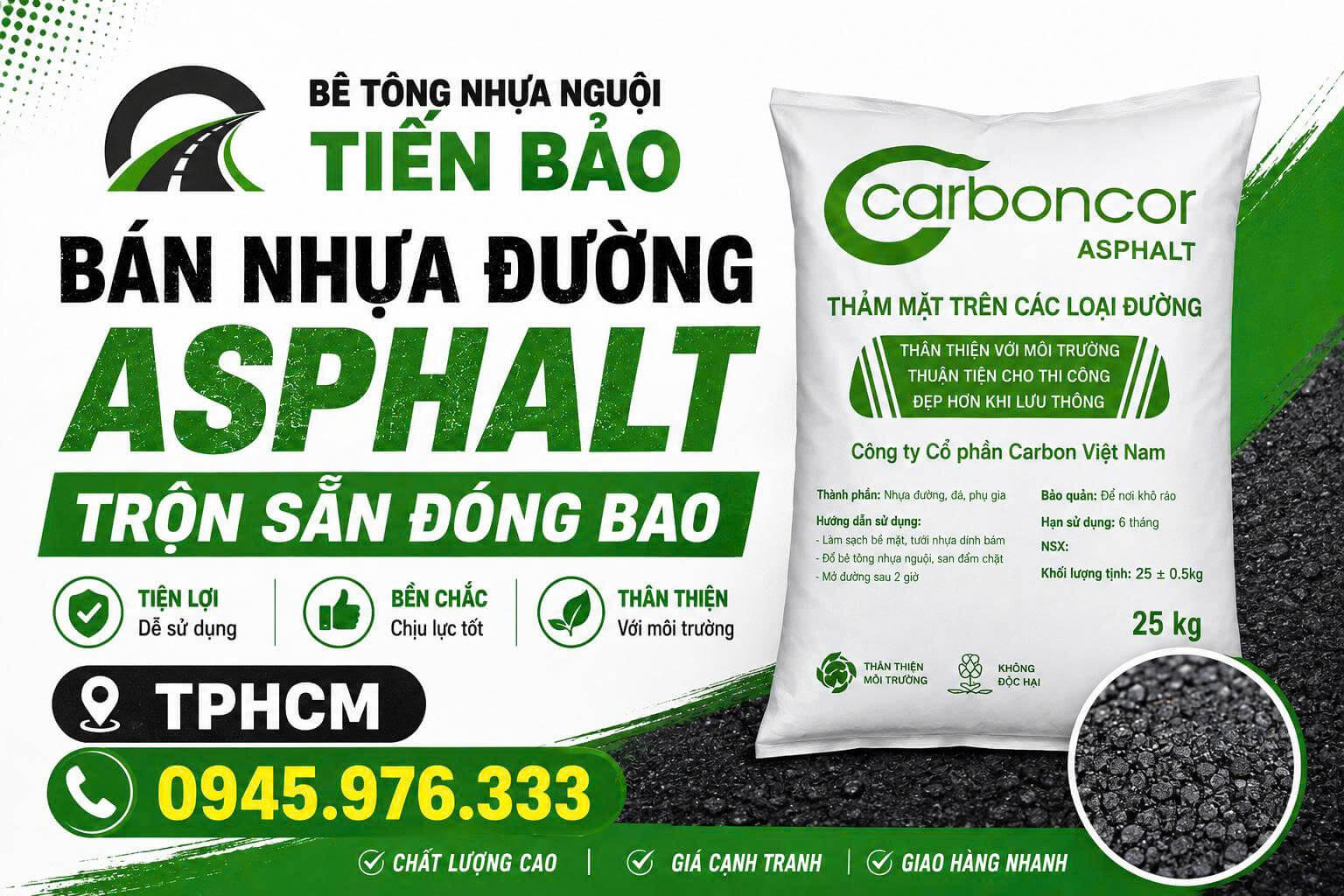 Bán Nhựa Đường Asphalt Trộn Sẵn Đóng Bao Tại TPHCM